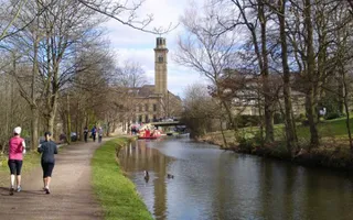 Jogging on the towpath, Saltaire