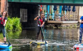 Paddleboarders on the canal