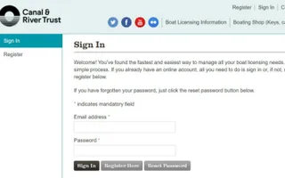 Boat licensing log in page