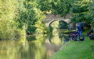 Fishing along the Shropshire Union Canal in Staffordshire