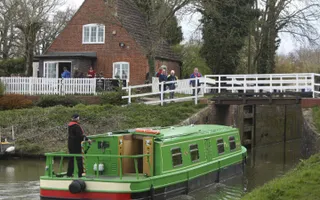 Caen Hill welcome boat and cafe