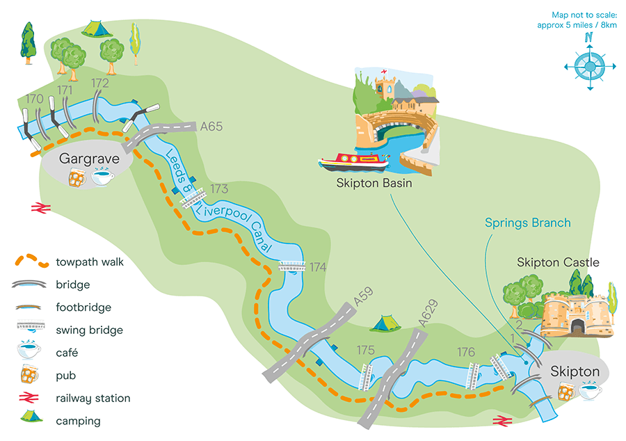 Route map, Gargrave to Skipton