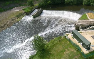 A hydro power scheme seen from above