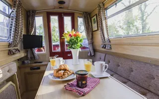 Breakfast aboard a narrowboat