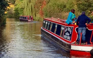 Hire boats moving along the canal