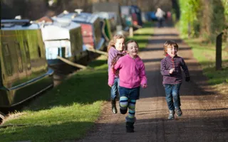 Children having fun along the canal
