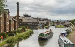 Narrowboat on the canal outside the National Waterways Museum