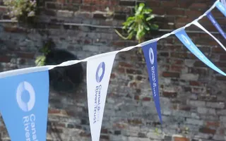 Canal & River Trust bunting over the canal