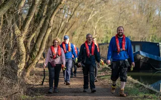 Volunteers walking along the towpath in Leighton Buzzard