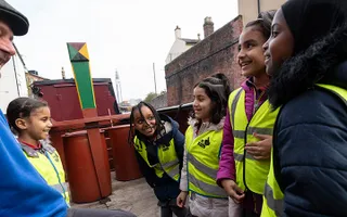 Group of Explorers with a Trust volunteer