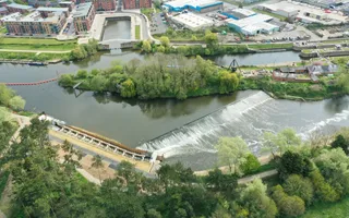 Diglis Island and Fish Pass - aerial shot